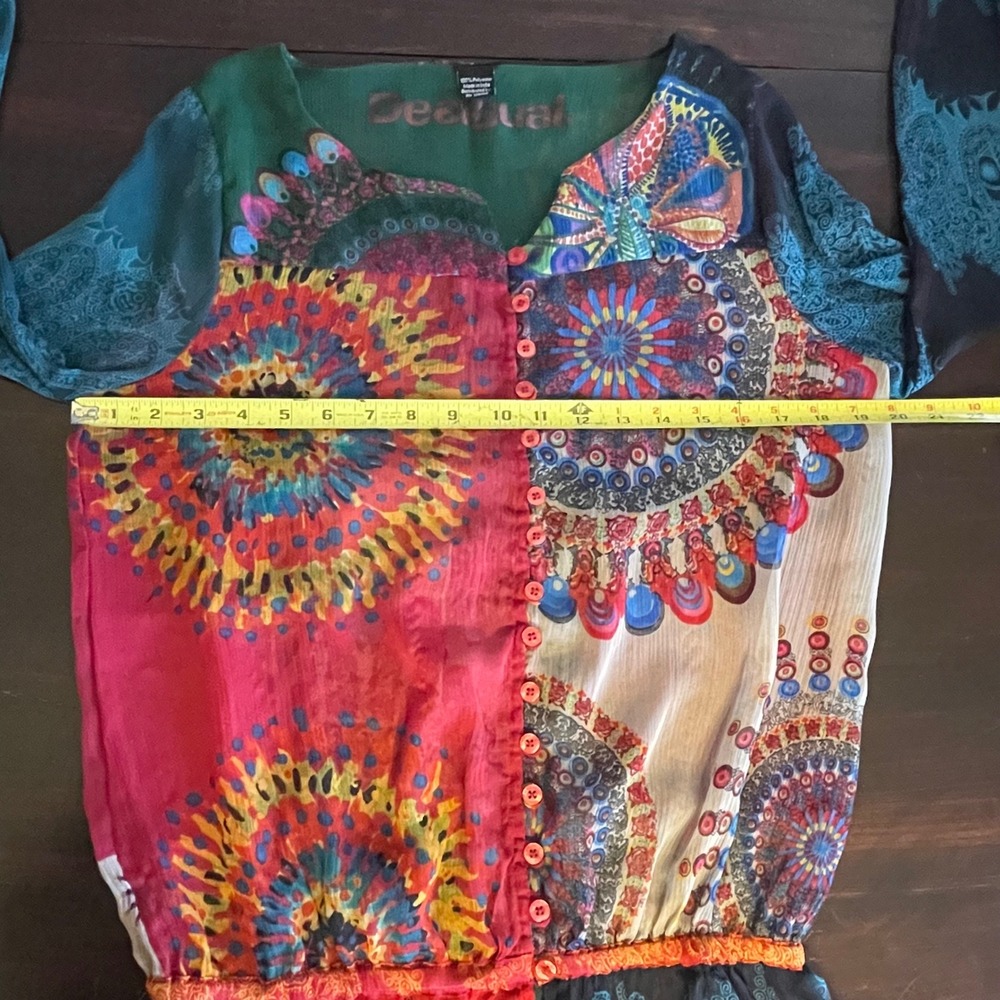 Desigual Long Sleeve Patchwork Mandala Blouse Top… - image 4